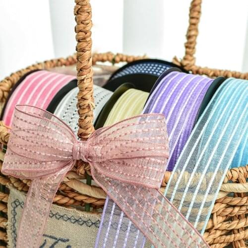 1" 25MM Double Sided Korean Jump Point Horizonta Ribbon Stripe Little Yarn Ribbon Flower Shop Gift DIY Decoration Hair Bow Party