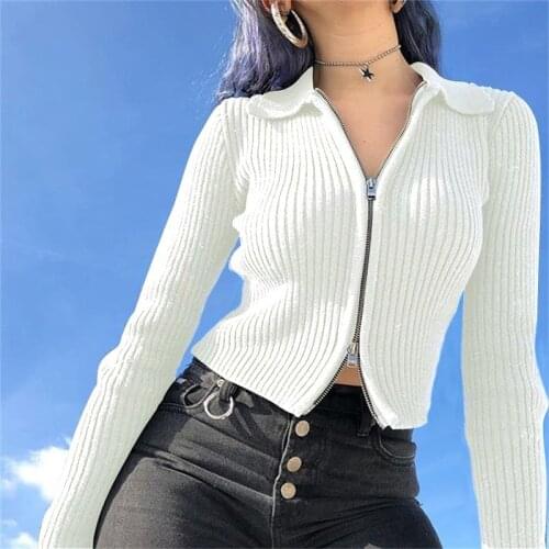 Women Ribbed Zipper Hoodie Crop Top Long Sleeve Hoodie Sexy Slim Streetwesr Autumn Casual Fashion Skinny Women Basic Tops 2021