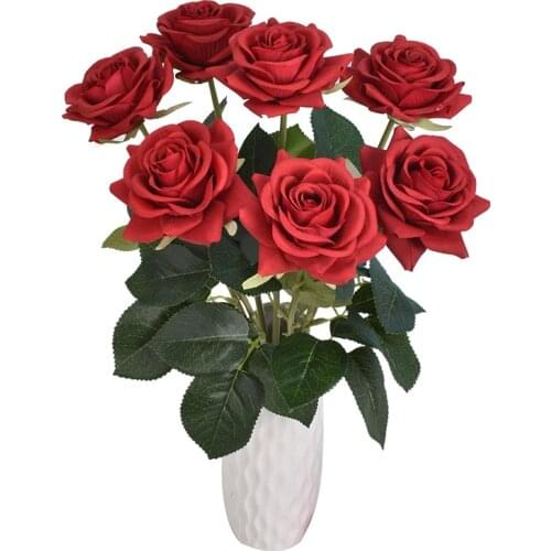Artificial Rose Single Hand Feeling Moisturizing Rose Flower Wedding Arrangement Hand Bouquet Fake Flower Home Decoration
