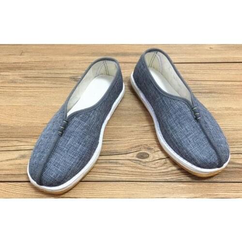 EU35~48 Cotton&linen shaolin monk shoes wushu lohan/arhat lay meditation zen nun martial arts kung fu sneaker gray/brown/yellow
