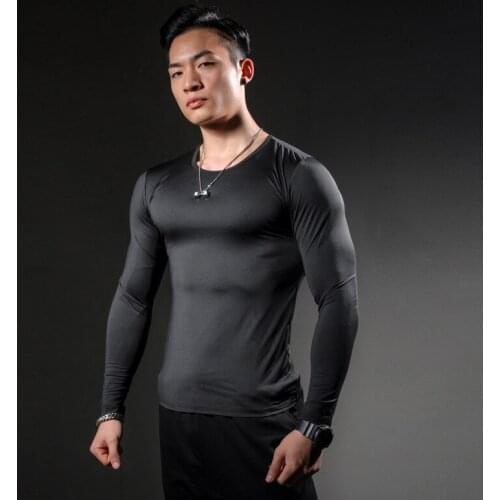 Hot Sale Fashion Long-sleeved Fitness Clothing Mens Sports Running Training Yoga Wear Wicking Quick-drying High-elastic Tights