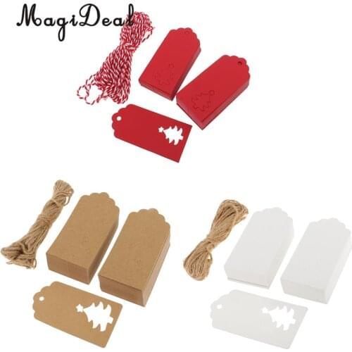 MagiDeal 100 Pieces Vintage Christmas Tree Cutout Gift Wrapping Tags Labels Price Tags Hanging Tags Wedding Favors