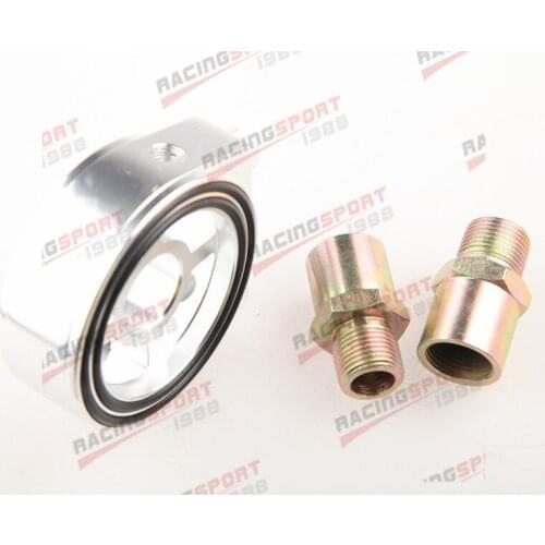 Oil Pressure Temprature Gauge Filter Sandwich Adapter Plate Sensor Silver