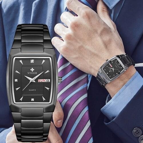 Mens Wrist Watches 2021 WWOOR Brand Luxury Man Quartz Watch Men Business Male Date Clock Casual Fashion Black Relogio Masculio