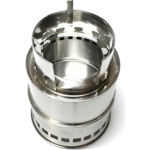 Outdoor firewood stove head picnic stainless steel furnace barbecue wood coal solid liquor camping fuel hiking heater burning