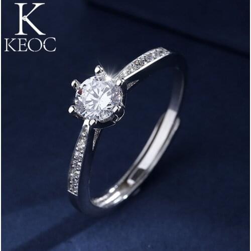 Keoc Adjustable size 1 carat AAACZ engagement rings for women Valentines day fashion jewelry Gifts for women birthday gift