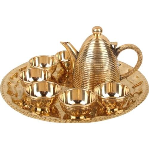 Origin of India tea making set retro art teaware household kungfu tea drinking pure copper tea pot cup plate teapot teacup tray