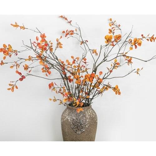 6pcs/lot Simulation feel touch autumn leaves bouquet artificial flowers arrangement plants branches rattan wedding decoration
