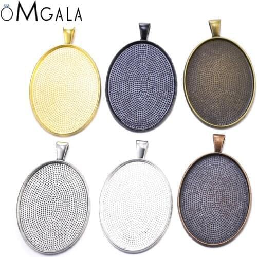 5pcs/lot 40x30mm Oval Cabochon Base Setting Trays For Pendant Necklace DIY Jewelry Making Handmade Accessories Fit 40x30mm Glass