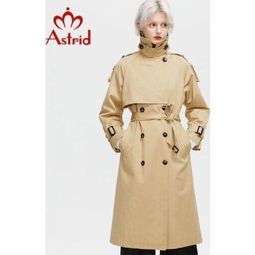 Astrid 2021 Autumn Long Womens trench coat women windbreaker Double-Breasted Belted outerwear Overcoat female jacket clothing