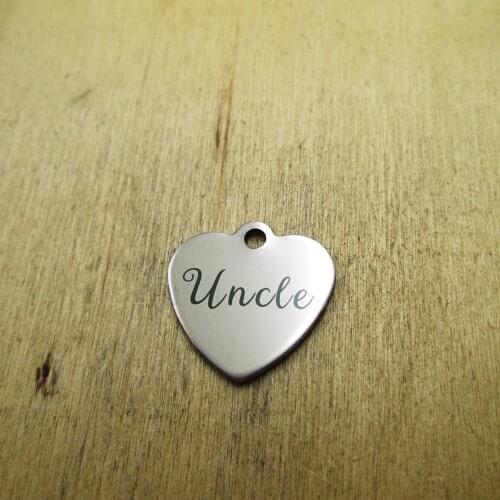 10pcs/lot--Uncle family stainless steel charms Laser Engraved DIY Charms Pendants