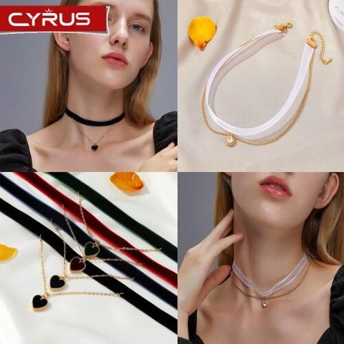 Red Heart Clavicle Chain Flannel Simple Double Layer Necklace High Quality Accessories Weddings Party Women Girl Gift Fashion