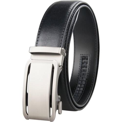 High Quality Mens Genuine Leather Belt Black Automatic Buckle Waist Strap Business Leather Belt Male 3.5 CM Width