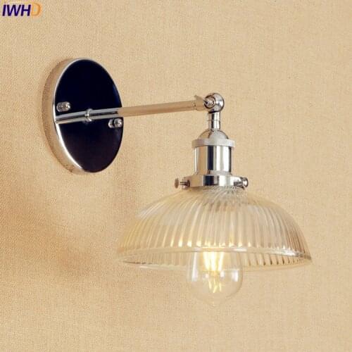Retro Loft Industrial Wall Lights For Home Indoor Lighting Silver Glass Wandlamp Adjustable Long Arm Wall Lamp Vintage Sconce