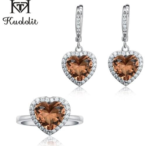 Kuololit Diaspore Gemstone Jewelry Set For Women Genuine 925 Sterling Silver Gemstone Ring Earrings Engagement Fine Jewelry