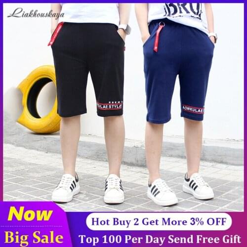 Boys Shorts Trousers 2020 New Child Casual Summer Cotton Knitted Letter Shorts For Teens Boys 6 8 10 12 14 Years Kids Clothing