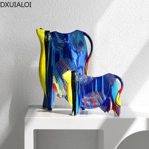 Nordic style abstract cow ornaments creative animal resin crafts living room desktop home decoration accessories holiday gifts
