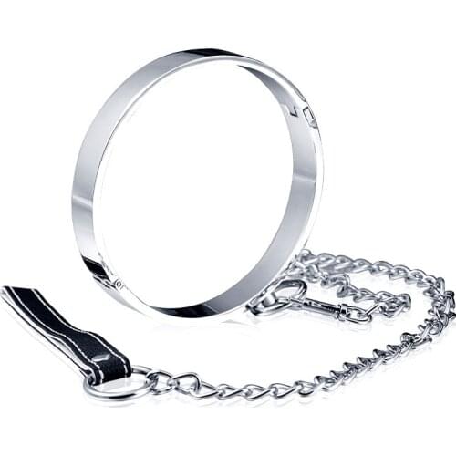 Steel Collar Bdsm Bondage Sex Collar With leash Neck Sleeve Harness For Women Men Slave Trainer Femdom Fetish SM Torture Tools