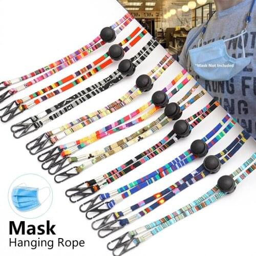Mask Hanging Rope Face Mask Lanyard Mask Holder Adjustable Ear Hanging Rope Two Hooks Adjustable Ethnic Style DIY Acollador