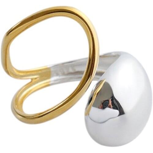 ZEMIOR S925 Sterling Silver Side Cross Wide Face Water Drop Rings Creative Design Ring For Women Fashion Jewelry Best Sell Gift