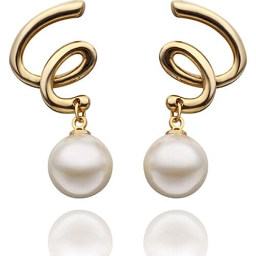 ZEMIOR Spiral Europe And America Drop Earrings For Women Rose Gold Imitation Pearls Earring Anniversary Hot Sale Fashion Jewelry