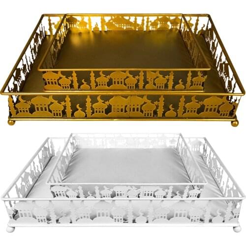 Iron Eid Mubarak Decoration for Home Islamic Ramadan Kareem Muslim Party Decor Eid Food Tray Ramadan Mubarak Gifts