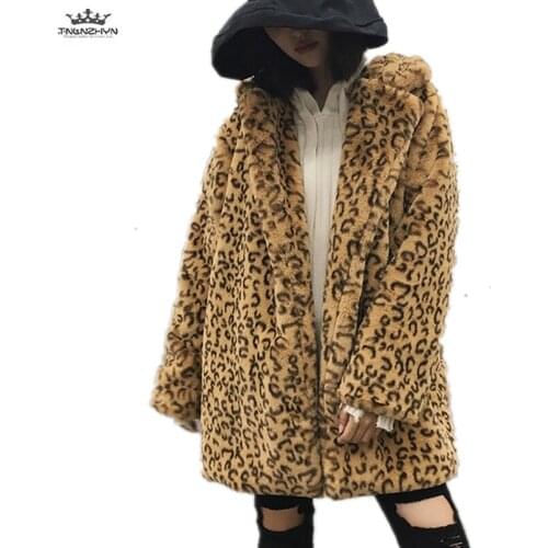 Boutique Leopard Fur Coat Loose 2019Autumn Winter New Warm Plus size Women Long Faux Fur Coat Thick Fur Jacket Coat Parka Female