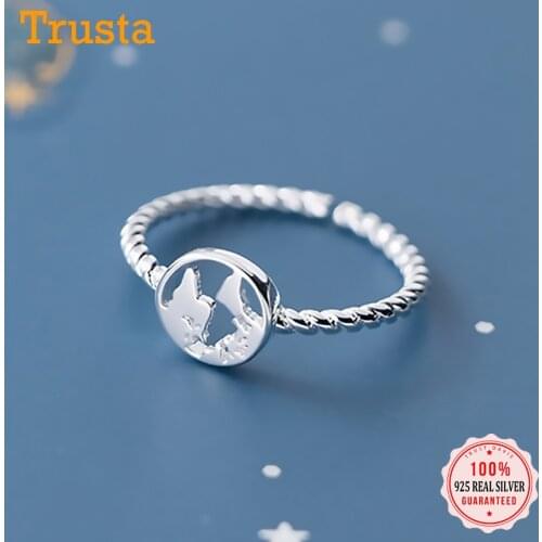 Trustdavis Real 100% 925 Sterling Silver Fashion My World Map Cocktail Opening Ring For Women Wedding Party S925 Jewelry DA1127