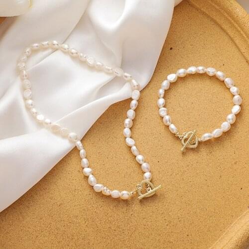 Natural Freshwater Pearl Necklaces Wedding Gifts Heart Clasp Charm Irregular Baroque Pearl Strand Women Necklaces Choker Collar