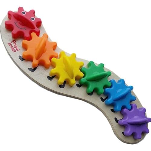 1 Set Early Educational Wood Gear Wheel Caterpillar Toys Caterpillar Assembling Blocks Colorful Sorting Board Toys