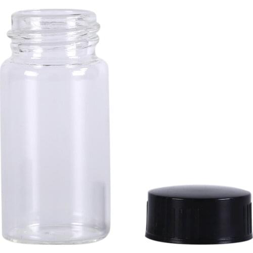 1pcs 20ml Transparent Clear Small Glass Vials Bottles Containers With Black Screw Cap Liquid Sampling Sample Glass Bottles