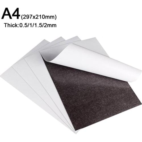 1pcs A4 297x210mm Self-Adhesive Magnetic Sheet Thick 0.5/1/1.5/2mm Flexible Strong Craft Fridge Magnets