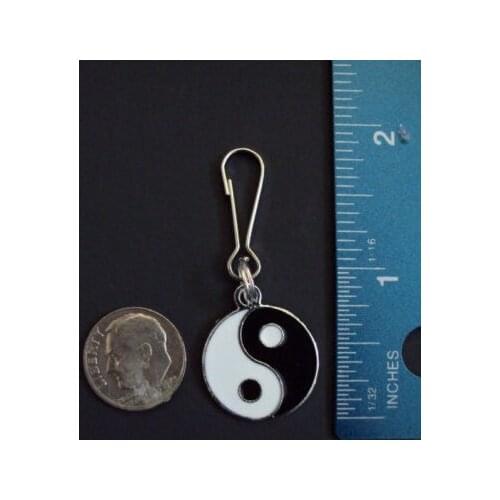 10PCS Vintage Silver Enamel Yin Yang Zipper Clip Charms Pendants For Women Bag Handbag DIY Jewelry Findings Accessories Z2330