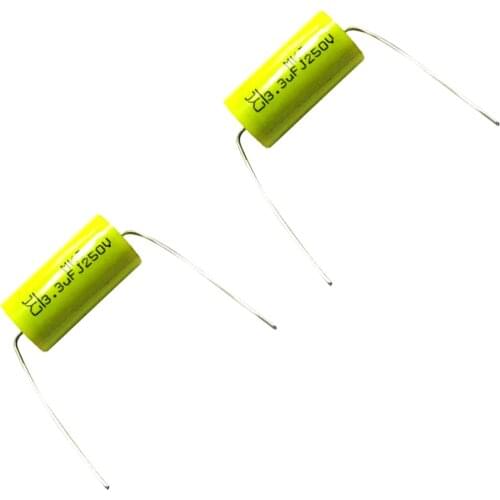 2pcs 250V 3.3uF Audio Speaker Divider Crossover Non-Polarity Capacitor Green