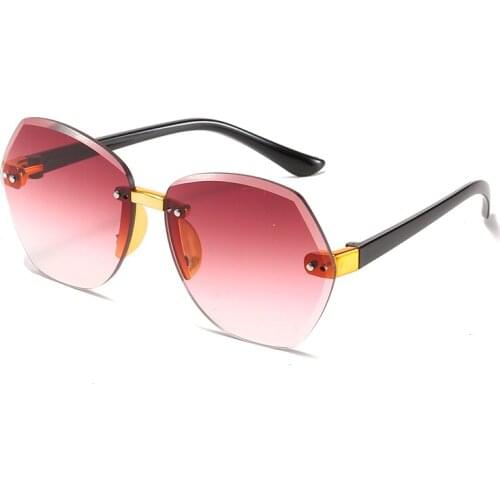 2020 Children Frameless Polygon Sunglasses Fashion Brand Design Gradient Kid Sun Glasses Boy Girl Unisex Vintage Cute Goggle
