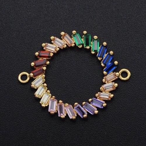 29x21mm CZ Zircon DIY Jewelry Luxury Rhombus Disc Charm Connectors Wholesale Custom Orders Welcome Bracelet Making Connector