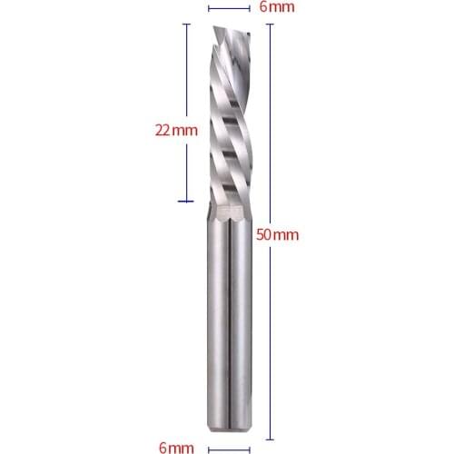 30Pcs 6x22x50L One Single Spiral Flute Carbide Up & Down Cut FOR CNC Milling Cutting Tools
