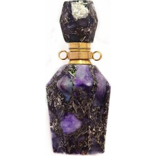 42x19mm Purple Sea Sediment Jasper Perfume Bottle Aromatherapy Reiki Healing DIY Pendant Necklace S1
