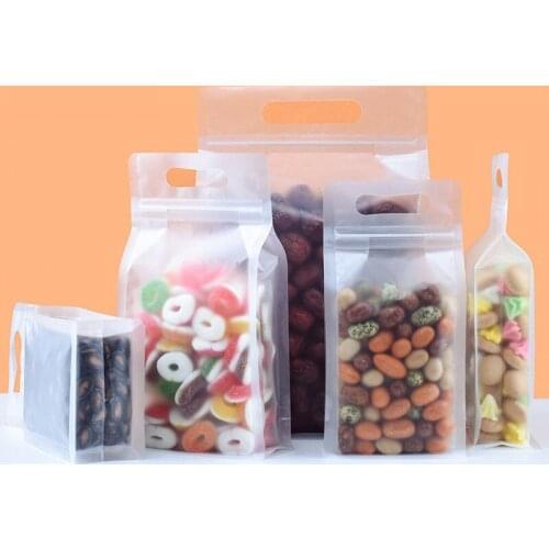 500pcs/lot Transparent octagonal self sealing ziplock Organ bag With handle plastic packaging bag Dried tea and dried fruit bag