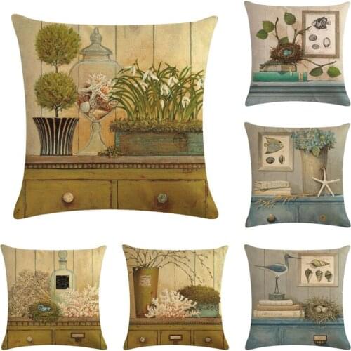 New Home Decor Table ScenicPrinted Cushion Cover Linen Pillowcase Decorative Throw Pillow Cover for Sofa Cushion Case