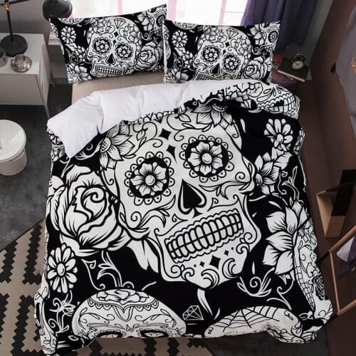 Black skull Bedding set Duvet Cover Pillowcases Twin Full Queen King Size Bedclothes 3pcs home textile