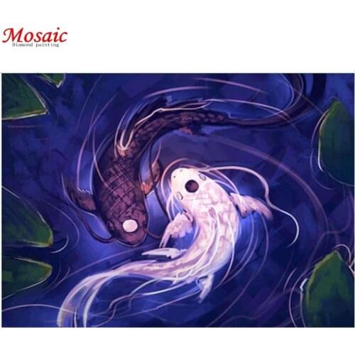 DIY 5D Diamond Yin Yang Bagua Goldfish Diamond Painting Cross Stitch Kits Diamond Embroidery Patterns Rhinestones gift