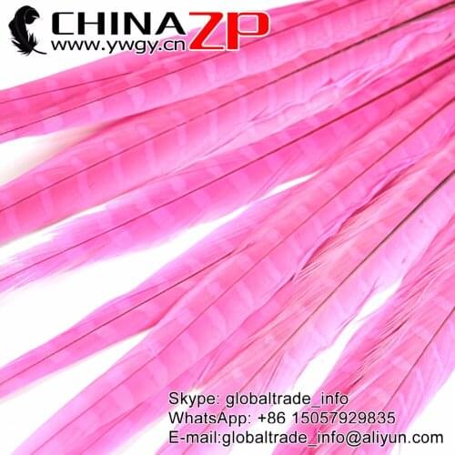 CHINAZP Factory Exporting 100pcs/lot 40-45cm Good Quality Pink Dyed Ringneck Pheasant Tail Feathers