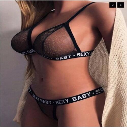 FNOCE 2021 new spring womens swimsuits fashion trends sexy letter print mesh see-though 2-pc bikini beachwear swimwear