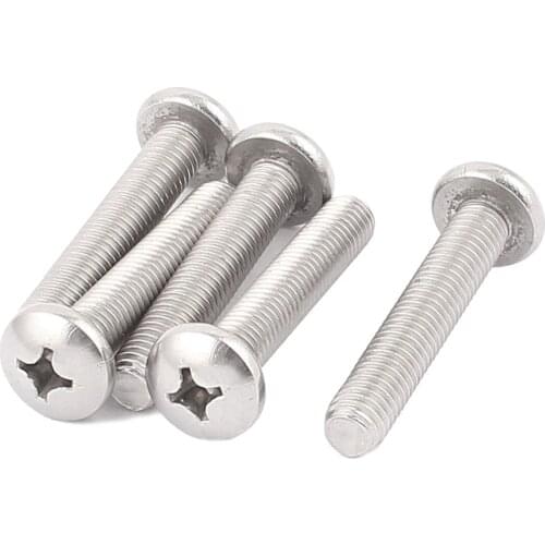 M8 x 45mm 304 Stainless Steel Phillips Machine Screw Bolt 5pcs