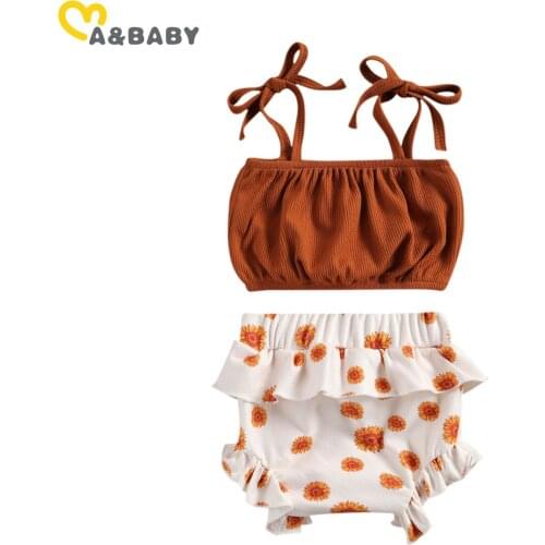Ma&Baby 0-24M Summer Flower Newborn Infant Baby Girl Clothes Set Ruffles Vest Shorts Outfits Holiday Beach Costumes