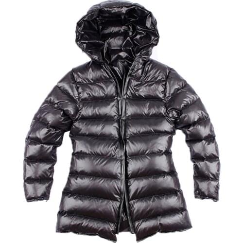 Maomaokong new 90 white duck down and down liner mid-length slim coat