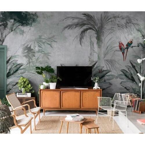 Milofi custom 3D wallpaper Hand painted tropical plant leaves modern minimalist TV background wall