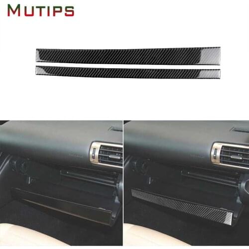 Mutips Car Copilot Handle Storage Box Panel Trim Frame Cover Carbon Fiber Sticker Carbon Fiber Auto For Lexus IS250 2014-2018
