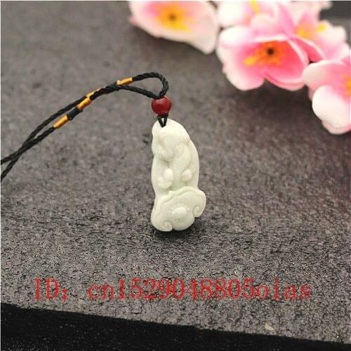 Natural White Chinese Jade Tiger Ruyi Pendant Necklace Charm Jewellery Fashion Accessories Carved Pixiu Amulet Gifts for Women